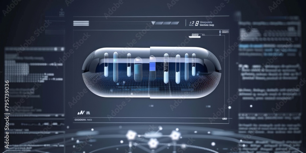 A Detailed Visualization of Medicine and Health Data, Featuring Futuristic Capsules, Digital Dashboards, and Scientific Analytics in a Holographic Display, Generative AI A Detailed Visualization of Medicine and Health Data, Featuring Futuristic Capsules, Digital Dashboards, and Scientific Analytics in a Holographic Display, Generative AI