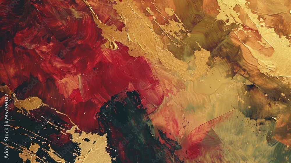 Vivid Red and Gold Abstract Hand-Painted Texture