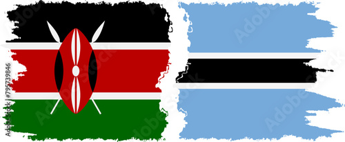 Botswana and Kenya grunge flags connection vector