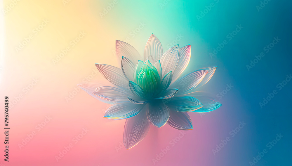 Iridescent lotus design, ideal for wellness and spiritual themes, suited for decor, health, and mindfulness conten