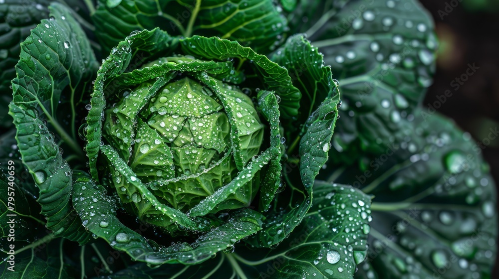 A tight shot of a verdant, leafy plant with droplets on its foliage and upper section A tight shot of a verdant, leafy plant with droplets on its foliage and upper section