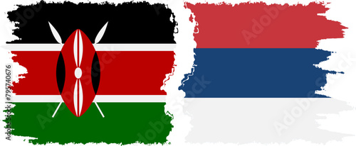 Serbia and Kenya grunge flags connection vector