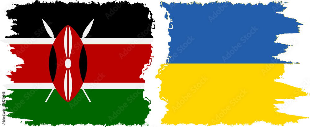 Ukraine and Kenya grunge flags connection vector Ukraine and Kenya grunge flags connection vector