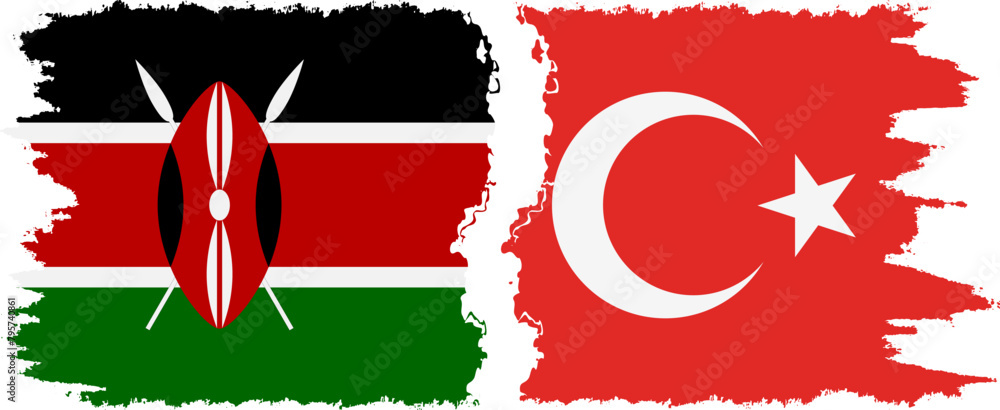 Turkey and Kenya grunge flags connection vector Turkey and Kenya grunge flags connection vector