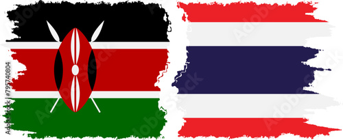Thailand and Kenya grunge flags connection vector
