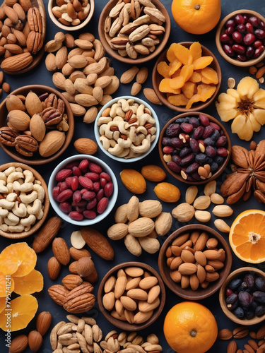 Nutritious Goodness, A Stunning Wallpaper Displaying an Assortment of Delicious Nuts and Dried Fruits.