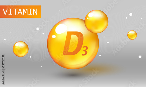 Vitamin gold shining pill capsule icon. Vitamin D3. Cholecalciferol vitamin drop pill capsule. Shining golden essence droplet. Beauty treatment nutrition skin care design. Сholecalciferol. Vitamin D3