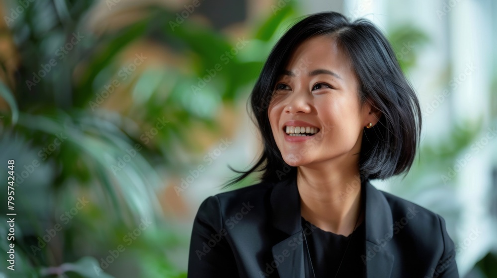 Confident Businesswoman Smiling During Presentation Confident Businesswoman Smiling During Presentation