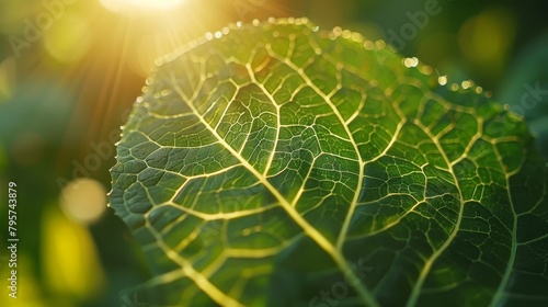  close-up reveals sunlight filtering through opposite leaf