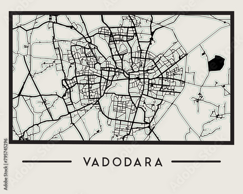 Abstract Vadodara City Map - Illustration photo