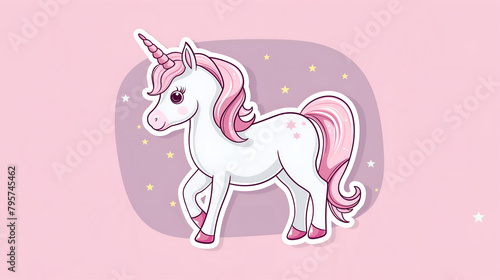 Abstract unicorn on pink background  kids books illustration 
