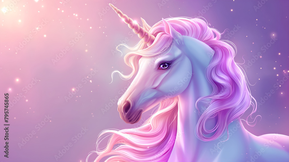 Abstract magical unicorn on pink background, fantasy illustration Abstract magical unicorn on pink background, fantasy illustration