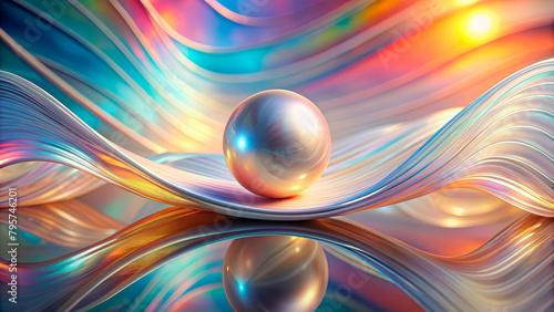 Abstract holographic background with pearl photo