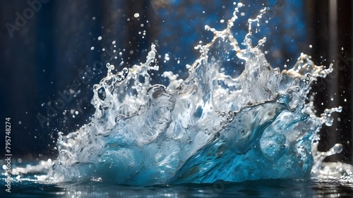 vibrant water splash against a blue backdrop