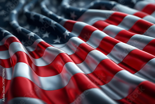 Silky waves of an American flag. Close-up of textured USA flag. Waving flag of the United States. Voting, elections. independence day, labor day, etc. illustration with the flag