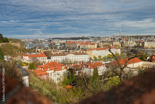 Prague , top and side view of the beautiful city of Prague . High quality photo