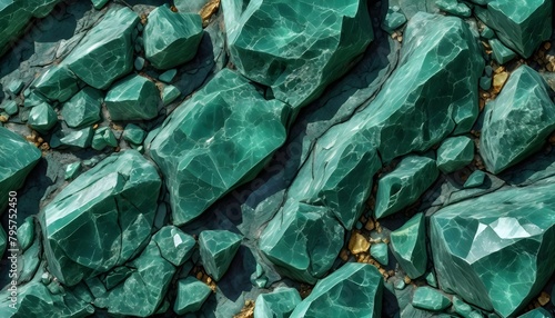 Green quarz pieces crystals background