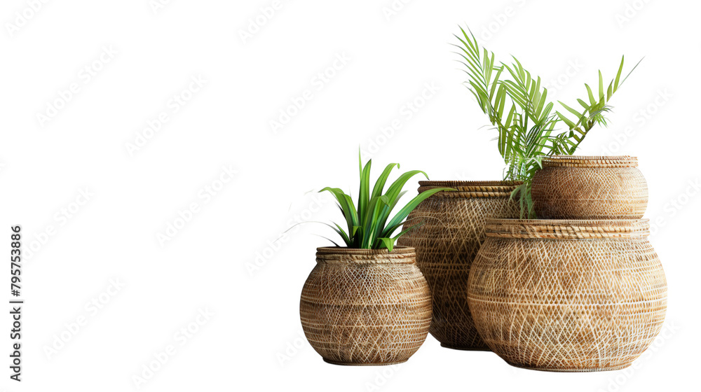 Decorative Baskets on transparent background
