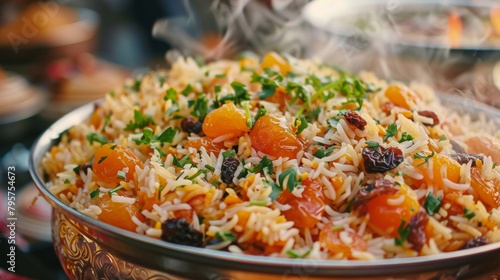 Shirin - this is a fruity Azerbaijani pilaf with dried apricots and raisins.