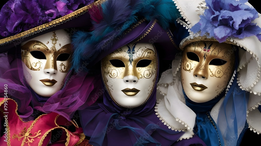venetian carnival mask with colorful hats venetian carnival mask with colorful hats