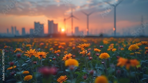 Living in a Sustainable City Powered by Renewable Energy Sources such as Wind or Solar. Concept Renewable Energy, Sustainable Living, Eco-Friendly Cities, Green Technology, Urban Sustainability © Ян Заболотний
