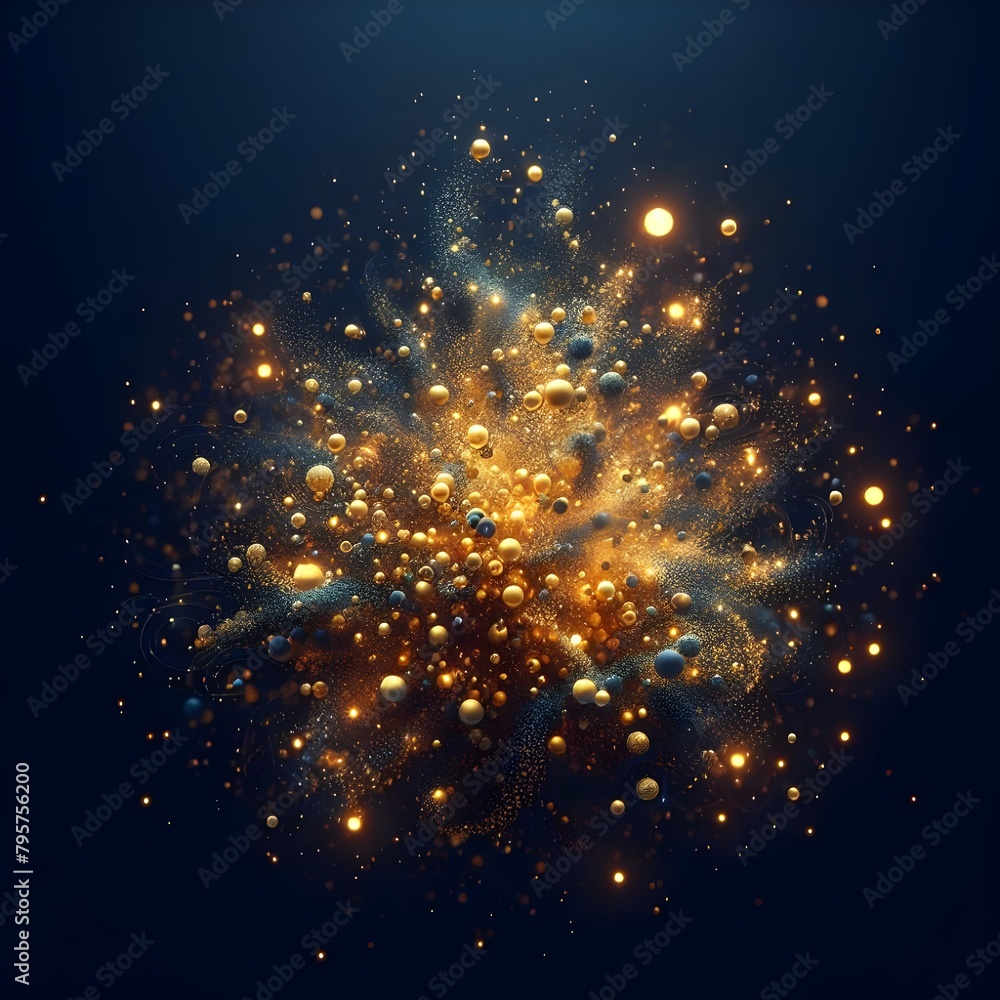 Abstract background that features a mesmerizing blend of dark blue and gold particles. Abstract background that features a mesmerizing blend of dark blue and gold particles.