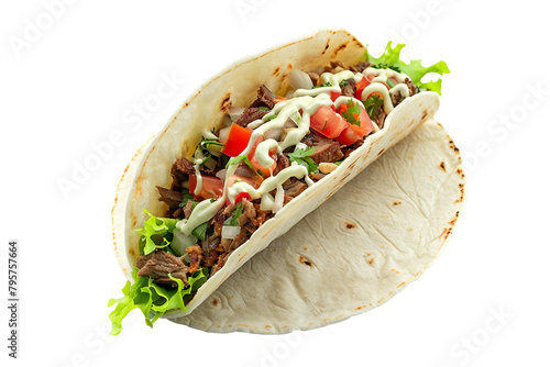 Barbacoa Taco Isolated on a Transparent Background