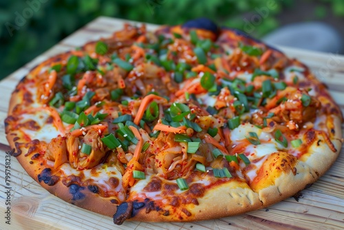 Garden to Table: Korean-Italian Fusion Kimchi Pizza with Organic Toppings