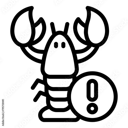 lobster crustacean warning sign allergy icon