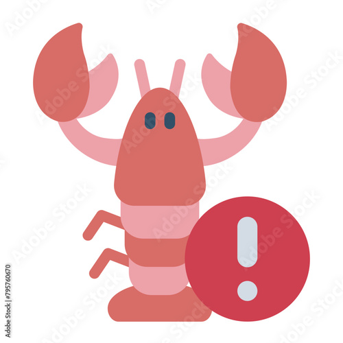 lobster crustacean warning sign allergy icon