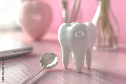 3d rendering of premolar tooth dental examination and hygiene concept