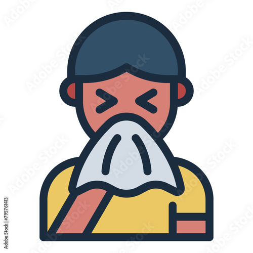 sneezing people allergy symptoms icon