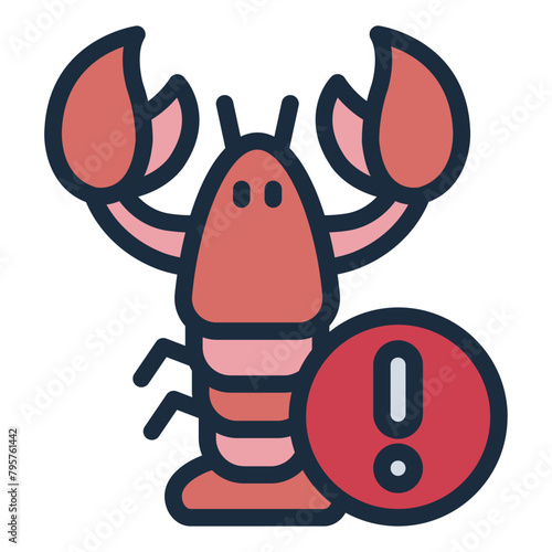 lobster crustacean warning sign allergy icon