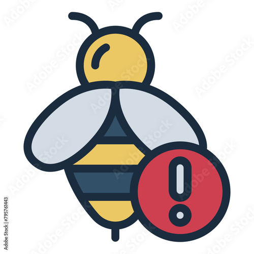 bee insect warning sign allergy icon