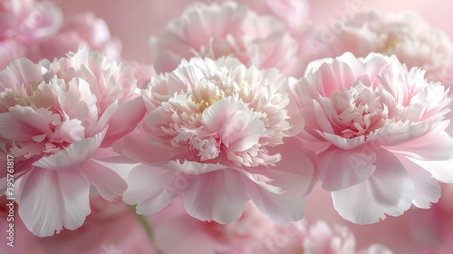  pink and white blooms in the foreground against a soft  light pink background