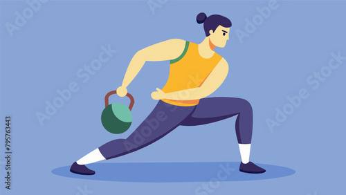 Using a kettlebell a martial artist works on lateral lunges improving hip mobility and flexibility for faster and more efficient footwork.