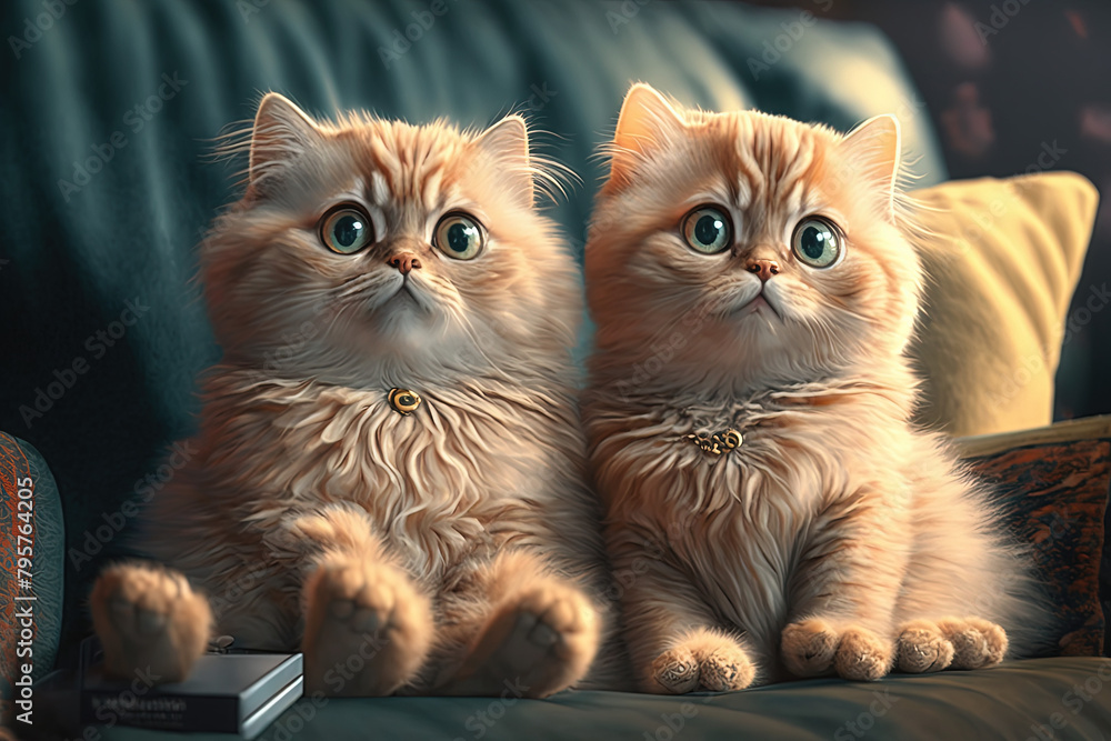 Persian cats sitting on the couch