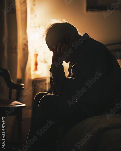 A senior man suffering of depression