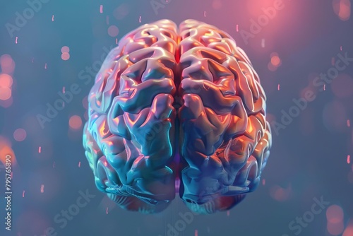 anatomical human brain with highlighted lobes and regions 3d illustration photo