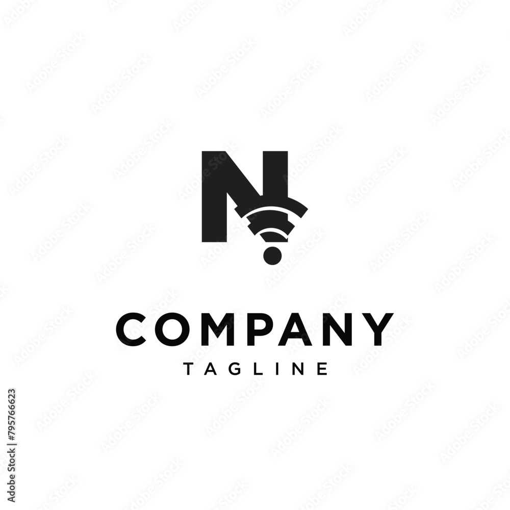 Fototapeta premium Letter N wifi signal logo icon vector template.eps