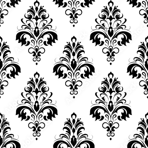 seamless pattern victorian wallpaper, black and white tile