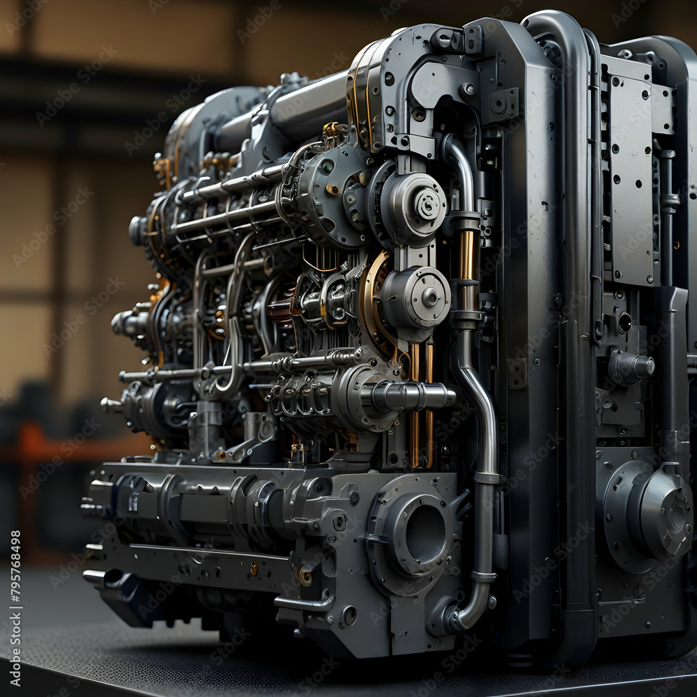 engine of a car, heavy machine,8k 