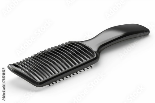 black plastic hair comb isolated on white haircare and styling concept illustration