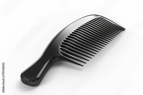 black plastic hair comb isolated on white haircare and styling concept illustration