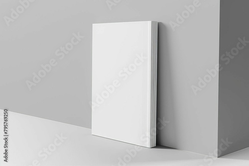 blank white standing magazine cover mockup 3d illustration isolated product showcase template