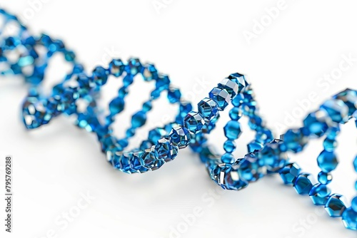 blue dna double helix structure isolated on white background medical 3d illustration