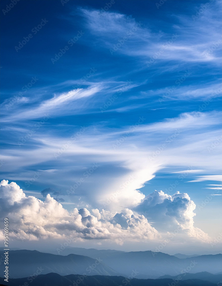 Peaceful blue sky with light clouds