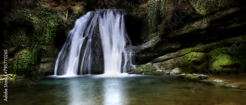 Janet's Foss, waterfall on Gordale Beck, Yorkshire Dales, UK, waterfall in malhamdale. Beautiful panoramic view photo