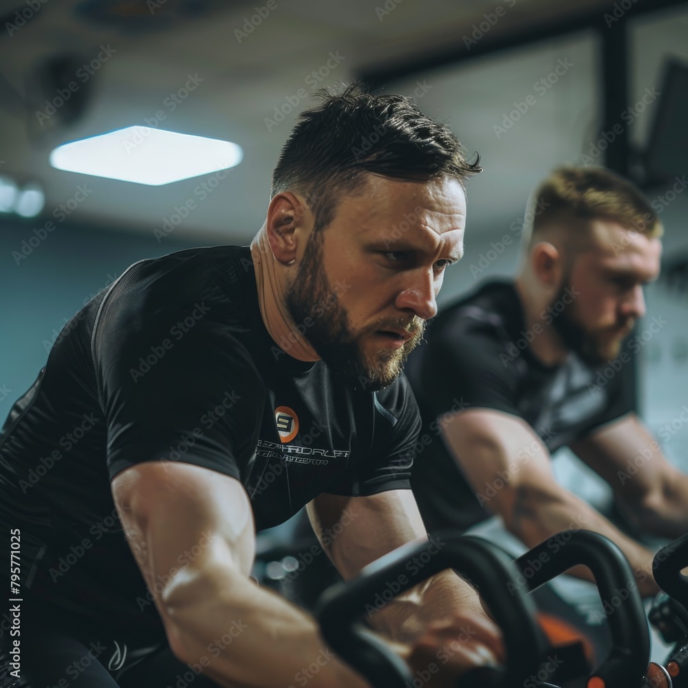 portrait of a man in a gym doing cardio portrait of a man in a gym doing cardio