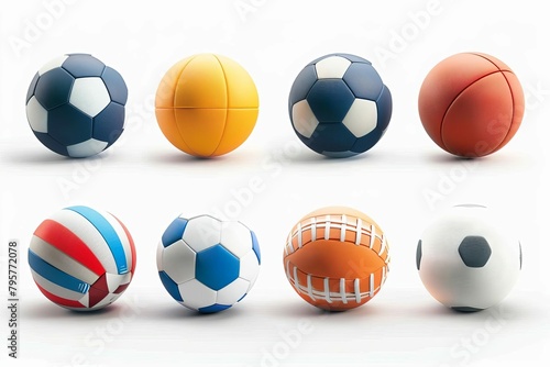collection of sports balls isolated on white team games equipment store logo design